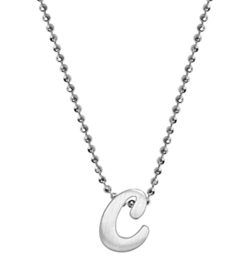 Alex Woo Sterling Silver ‘C’ Initial Pendant Necklace NY Designer Luxury Fashion
